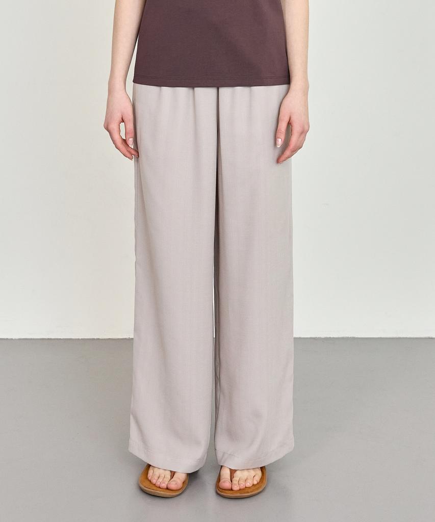 BASIC HOUSE Women'S Breathable Elastic Waist Wide Pants Dark Beige
