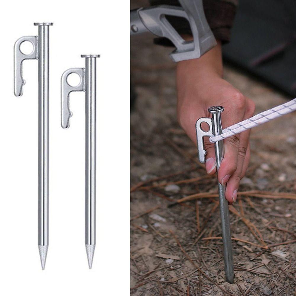 

2Pcs Heavy Duty Steel Tent Stakes Lightweight Ground Nail Peg Stakes Durable Metal Tent Pegs Hiking