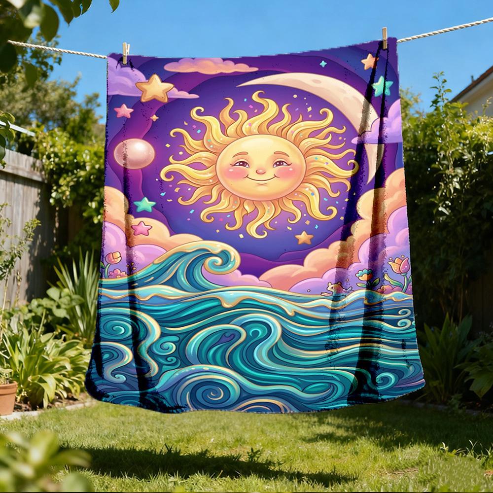 

1pc Sun OceanOutdoor Blanket, Soft And Comfortable Blanket, Casual Warm Outdoor Blanket, Good Birthday Gift yy260328083 75x90cm