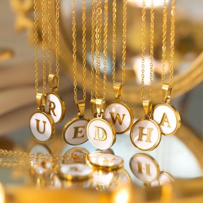 Collana Wenjian in Acciaio al Titanio Bianco Rotonda con Lettere Inglesi - Stile Freddo Coreano, Versatile, Moda di Lusso Leggero per Donne