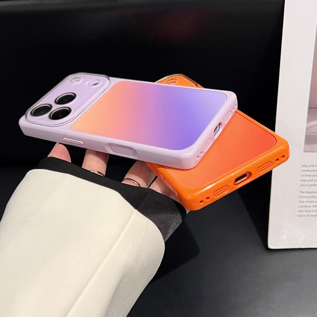 Gradient Square Window Phone Case for iPhone 17 Pro Max and Apple 16, High-End Color Block Design