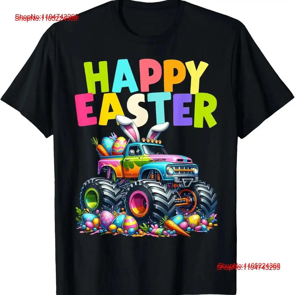 Boys Happy Easter Mnster Truck Eggs Hunt Toddler Kid T Shirt vintage Washed graphic Stretched Breathable streetwear vintage