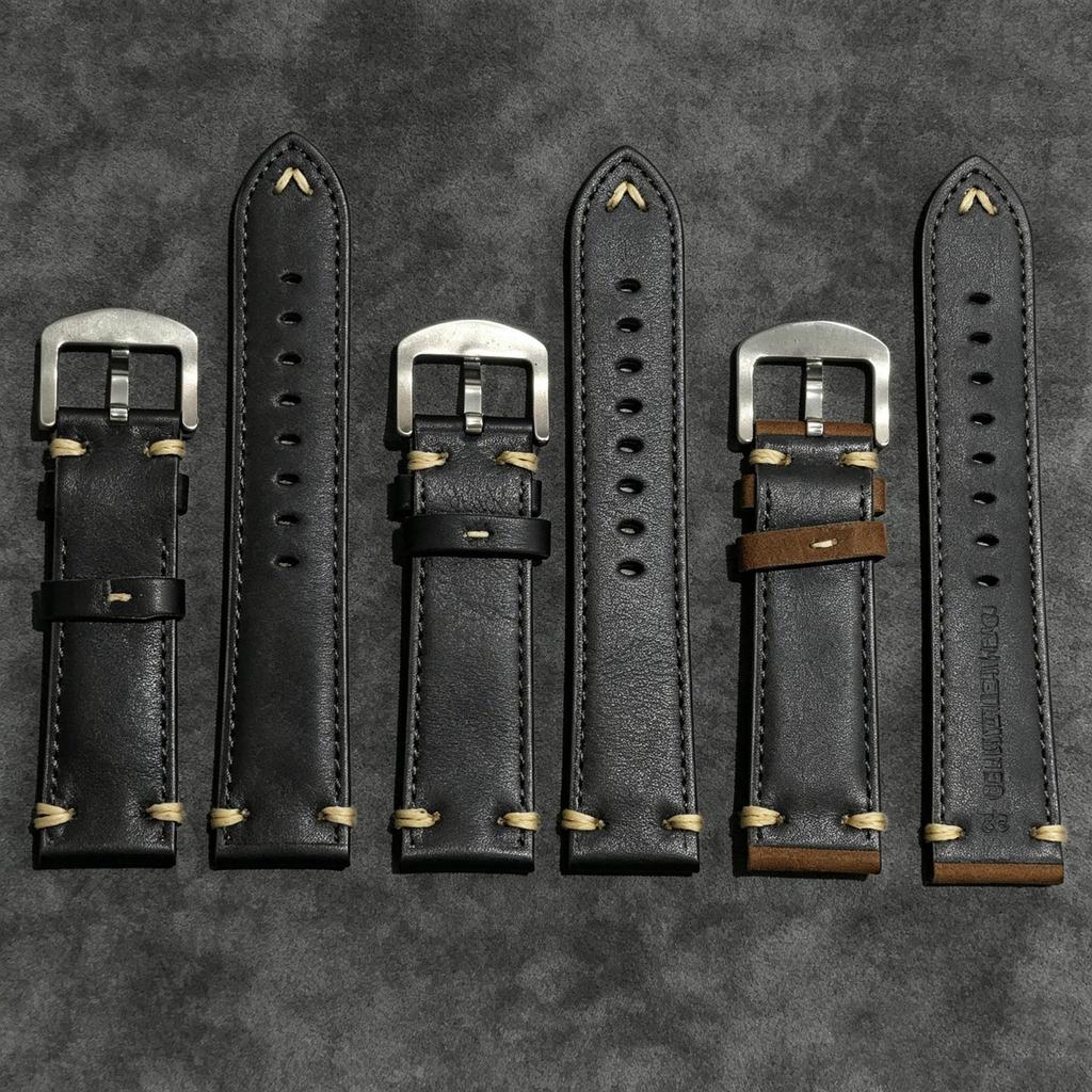 Universal Retro Crazy Horse Genuine Leather Watch Strap - Available in Multiple Sizes.