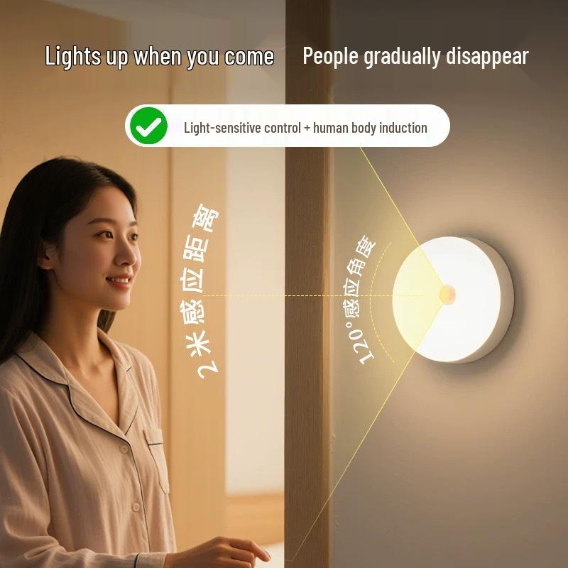 Motion-Sensor Night Light: Automatic, Rechargeable LED for Bedroom, Bathroom, Stairs, Magnetic Wall Attachment