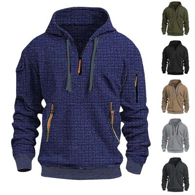 Men's Sweatshirt Hoodie Zipper Arm Pocket Cardigan Men's Sports Large Size Casual Hoodie