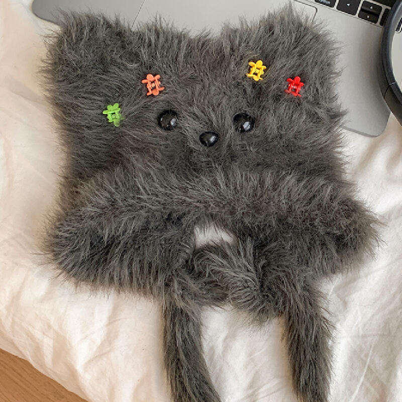 Cute teddy bear earmuffs winter women's fur hat balaclava