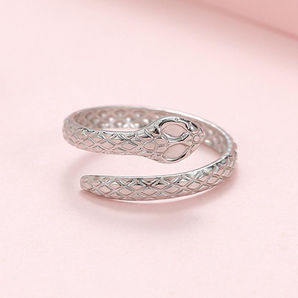 Gold-Plated Snake Shape Adjustable Stainless Steel Ring for Men and Women - Hip Hop Style Accessory
