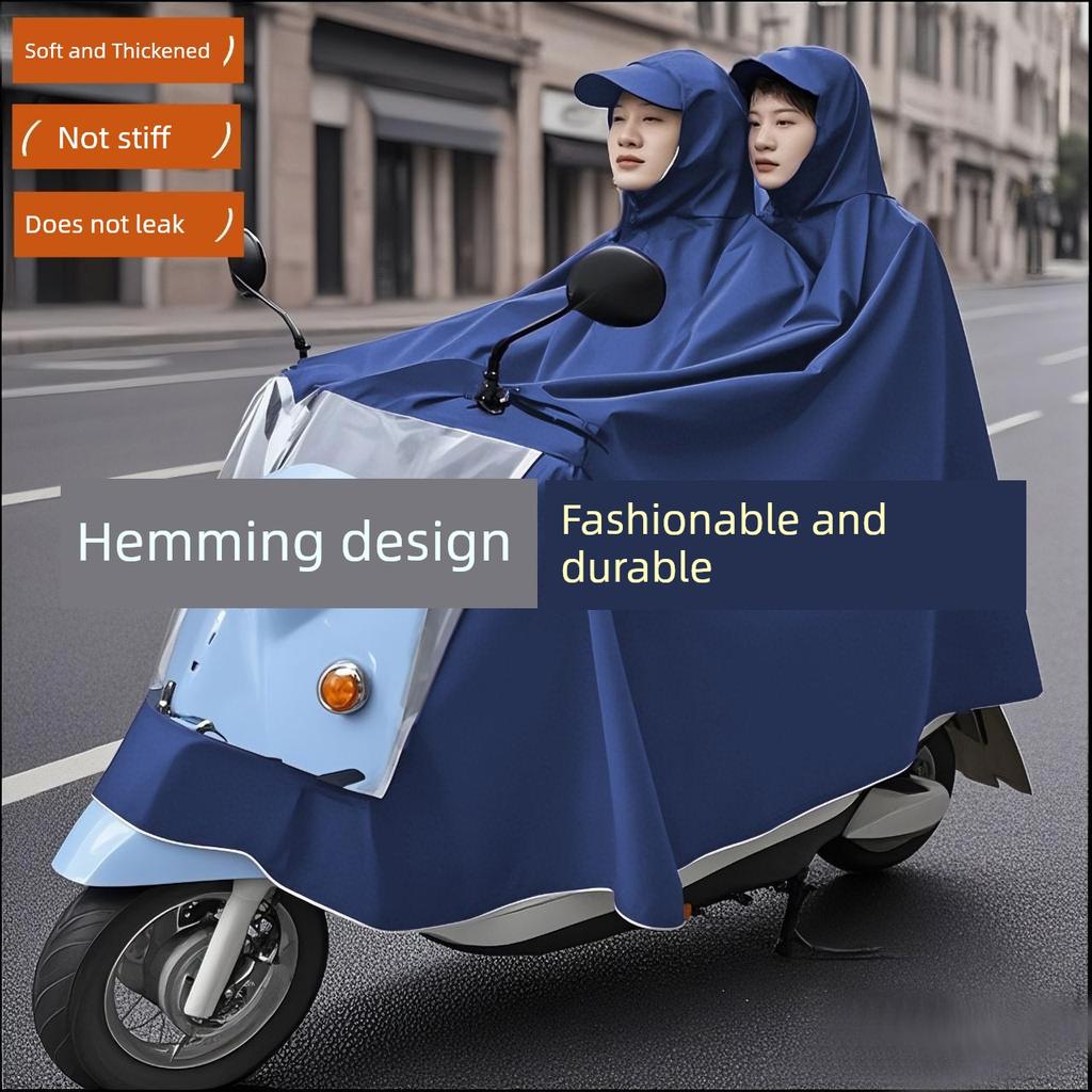Authentic Selected Fabric Oxford Cloth Face Shield and Face Protector for Electric Vehicles, Rainproof and Waterproof, with Rear Rain Poncho and