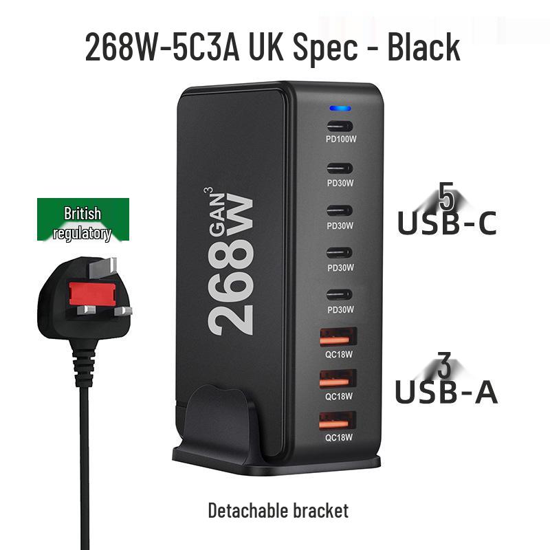 240W GaN PD Multi-Port Charger for Phones and Laptops - High Power Desktop Charging Station
