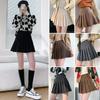 Fashion High Waist A-line Solid Skirt Autumn Winter Elegant Thicken Woolen Mini Skirt Women Fashion Pleated Skirts 30279