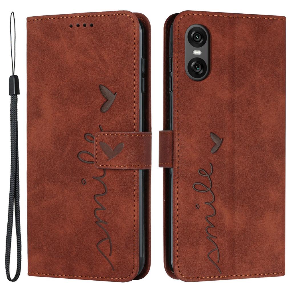For Sony Xperia 10 VI Phone Case Love Heart Imprinted Skin-Touch PU Leather Shell