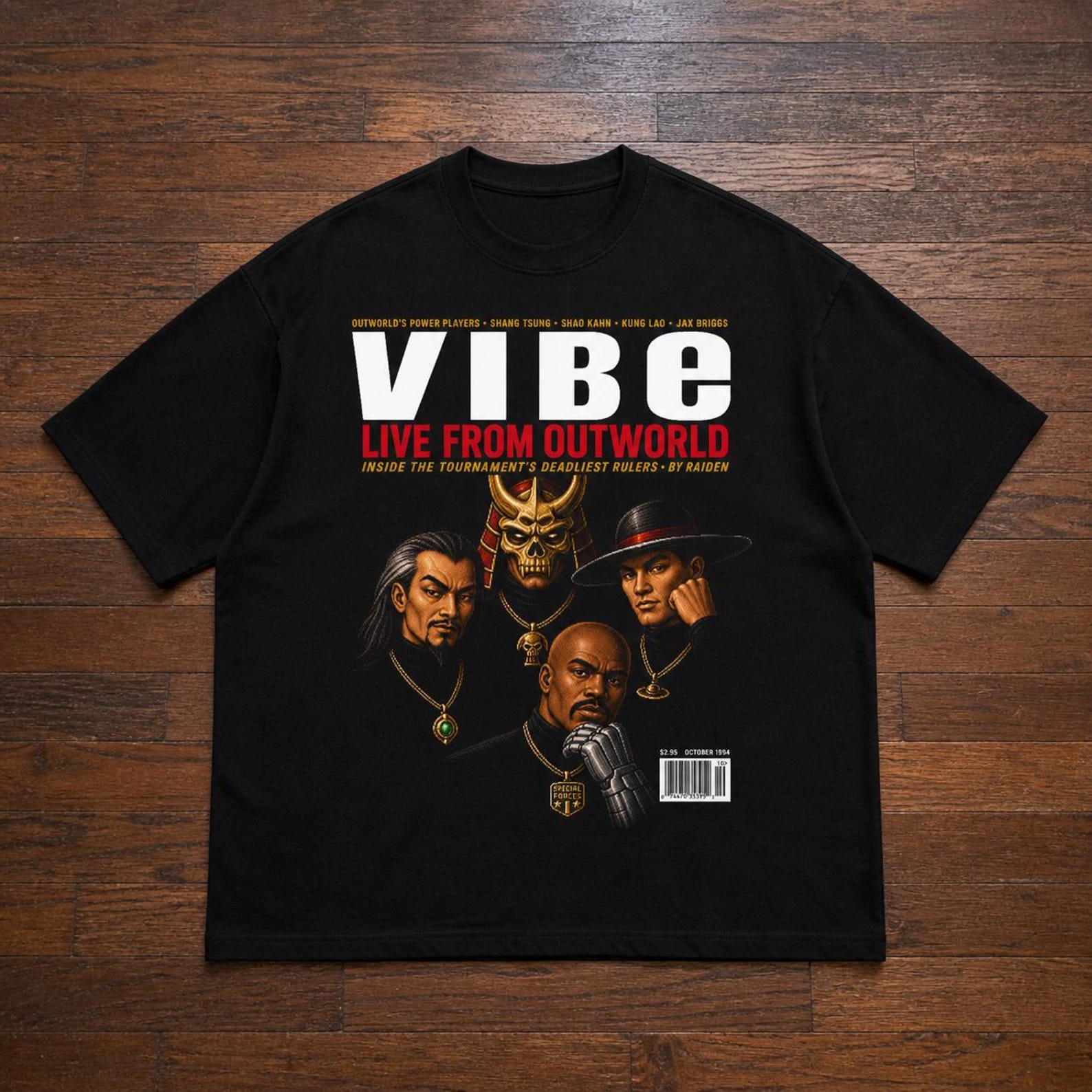 Mortal Kombat Outworld Vibe Magazine Oversized Tee | Vintage Gaming Graphic Unisex Shirt S