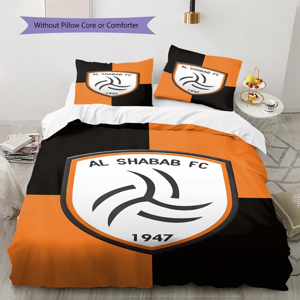 Al-Shabab FC Pattern Bedding,Quilt Set Quilt Cover Pillowcase Home Birthday Gift (1 * duvet cover + 2 * pillowcase, without core)