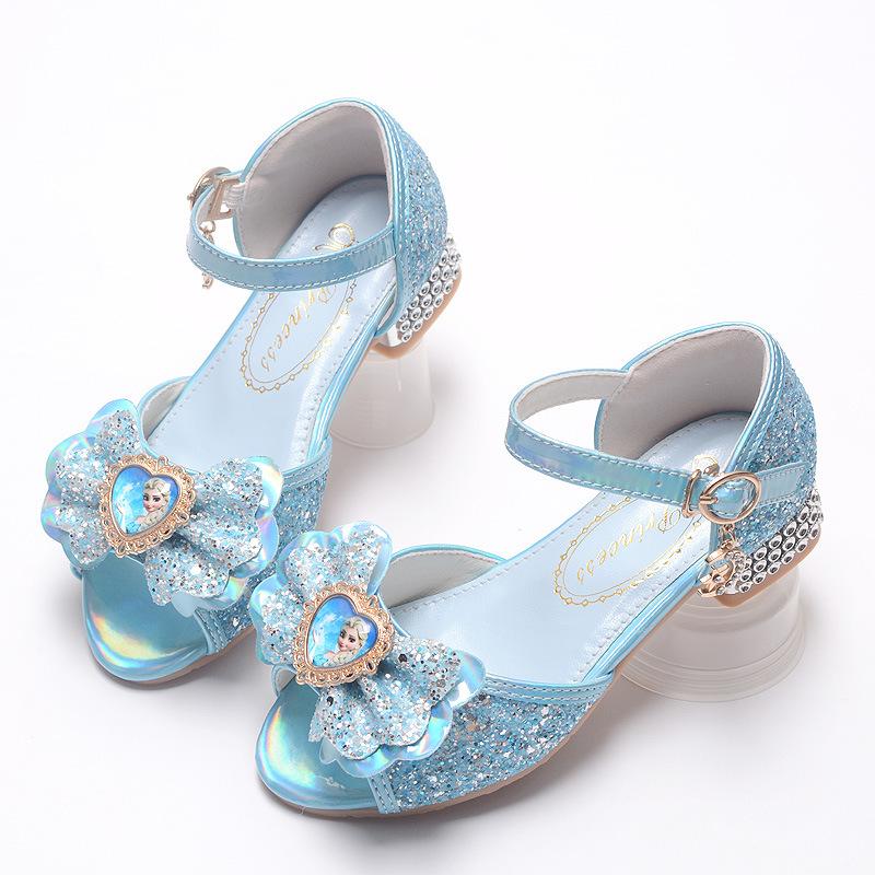 

New children s high-heeled crystal shoes Girls shoes, Elsa princess shoes, best-selling for older children 26Code/17.5cm синий