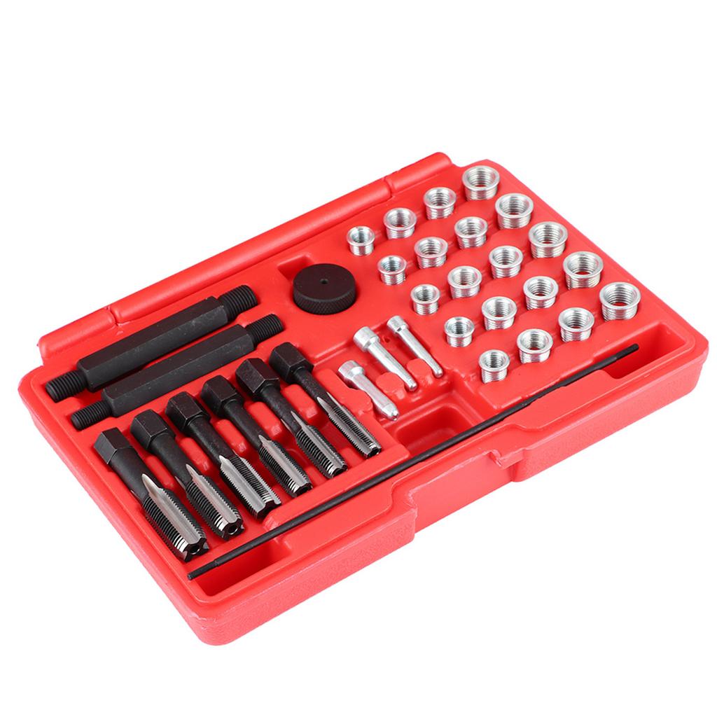 33pcs Glow Plug Thread Repair Kit Tap Insert Driver Guide Pin Thread Insert Tool Set