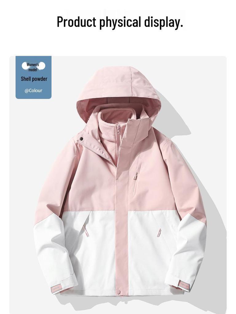 Camel Women's 3-in-1 Windproof Waterproof Mountaineering Jacket for Early Spring