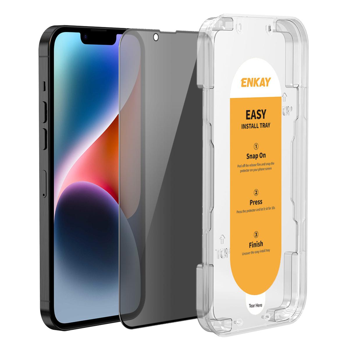 

ENKAY HAT PRINCE For iPhone 14 Privacy Screen Protector Silk Printing Film with Easy Installation Kit Tray As Shown A