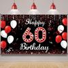60th Birthday Decoration Banner Backdrop, Happy 60th Birthday Decorations for Women, Red Black White 60 Years Old Birthday Party Photo Booth Props