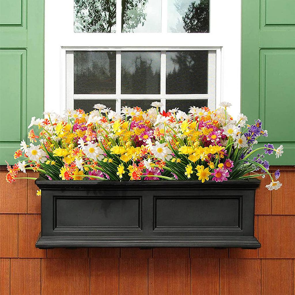 8 Bundles Artificial Daisy Mums Flowers Outdoor Fall Flowers For Decoration No Fade Autumn Flower Garden Porch Window Box