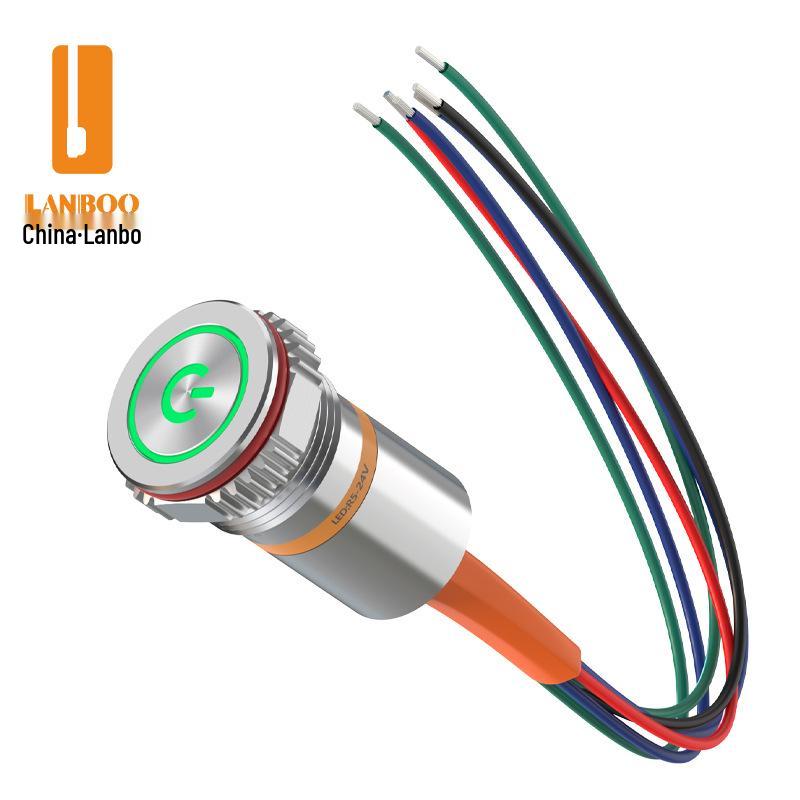 Lanbo 16F1 IP68 Waterproof Metal Push Button Switch with LED, Wire, and Stainless Steel Self-Locking Reset