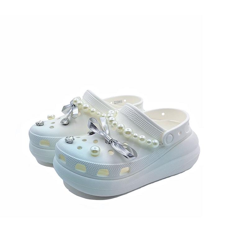 Crocs Crush Clog EVA Pearl Blue Cute Niche Little Fresh Beach Girl Hole Shoes Unisex White Blue