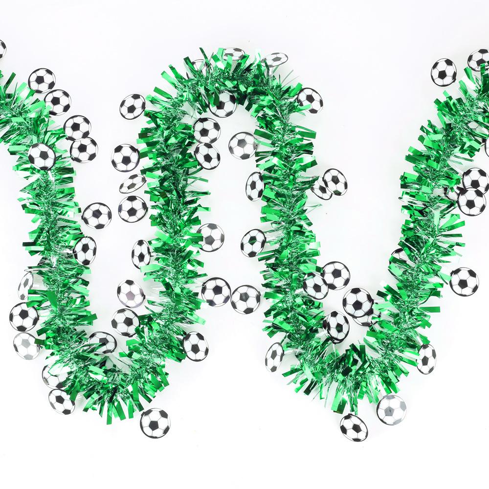 2 Meters Sports Football Theme Soccer Wreath Sequin Tinsel Garland Banner Home Wall Hanging for Kids Birthday Party Decoration