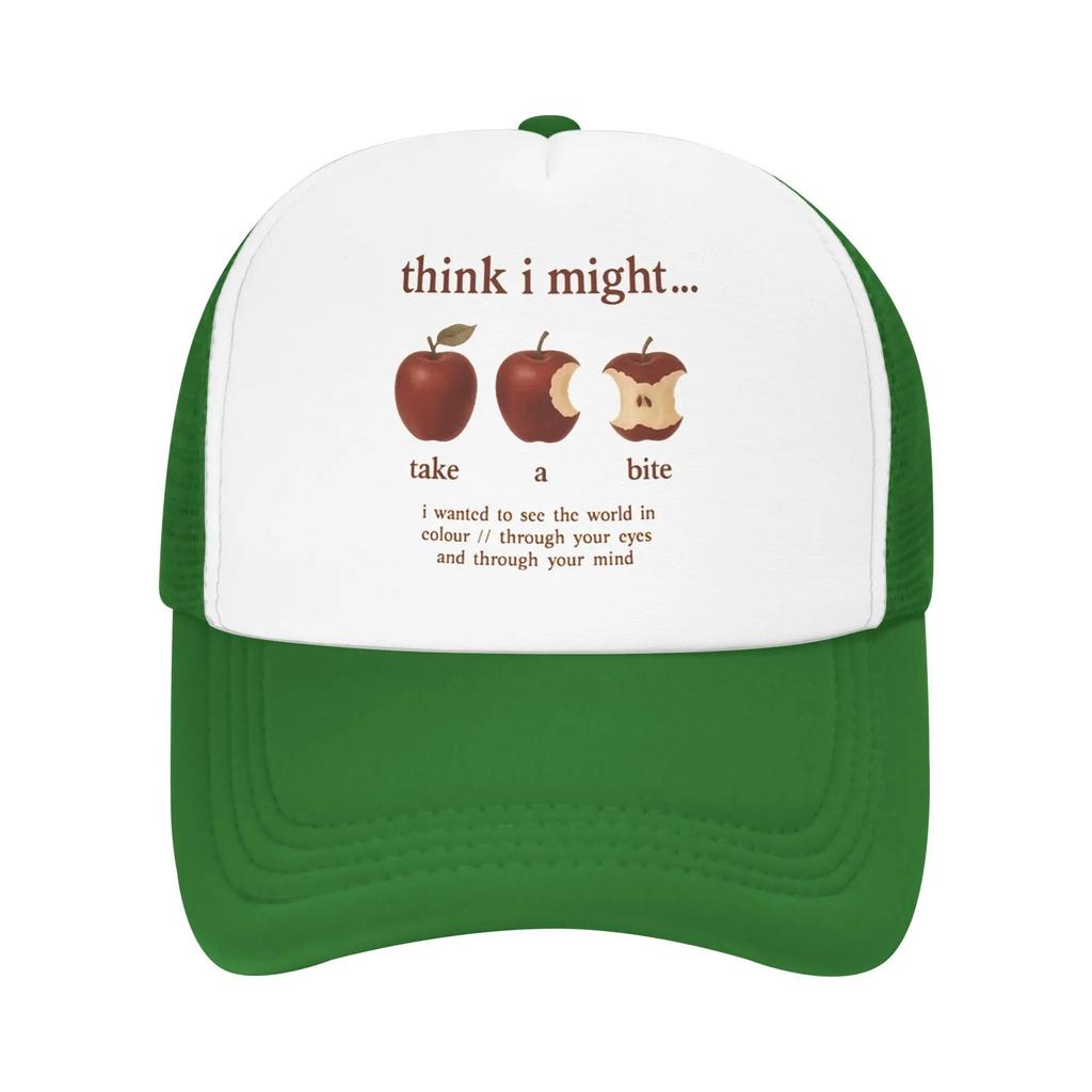 Take A Bite Poetic Apple Art Print Baseball Cap For Men Women Breathable Mesh Side Hats Caps Adjustable Fit For Casual Wear