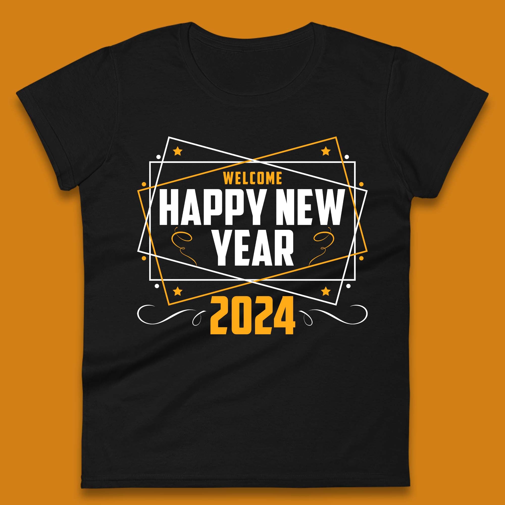 Welcome Happy New Year 2024 Womens T-Shirt Mens Tops Tees Unisex M