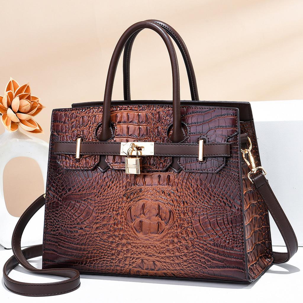 Stylish Large Capacity Crocodile Pattern Tote Handbag For Trendy Everyday Use