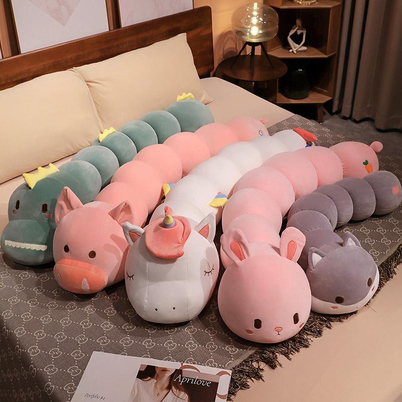 Animal Caterpillar Unicorn Pillow Plush Toy Doll Girl Bed Leg Long Pillow Ragdoll