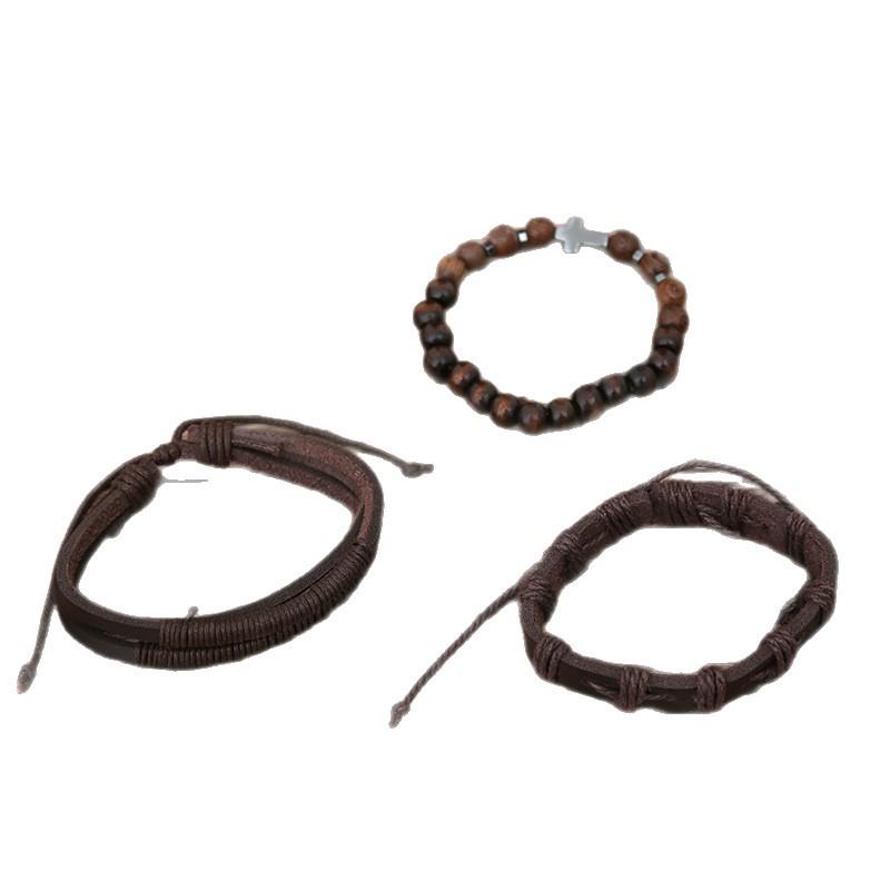 Men's Retro Coffee Color Alloy Cross Scripture Bracelet