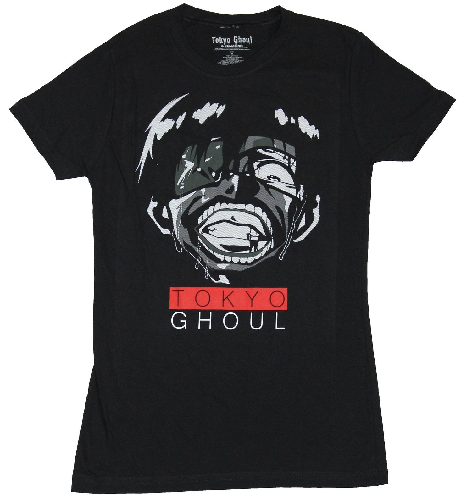 Tokyo Ghoul Girls Juniors T-Shirt - Screaming Face Over Word Logo Pic XL