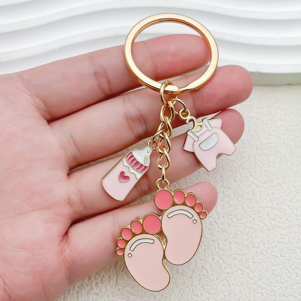 Baby Foot Pendant Keychain: Mix and Match Baby Clothes & Bottle Charms for Boys & Girls