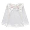 Girls' White Cotton Peter Pan Collar Long Sleeve Shirt for Spring & Autumn