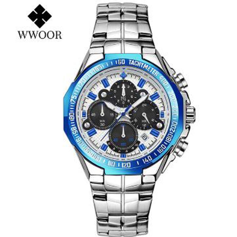 Relogio Masculino Wrist Watches Men Top Brand Luxury WWOOR Golden Chronograph Men Watches Gold Big Male Wristwatch Man