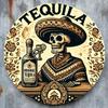 Vintage Round Tin Sign Mexican Sugar Skull Tequila Beer Metal Wall Art 8 Inch Home Bar Pub Garage Decor