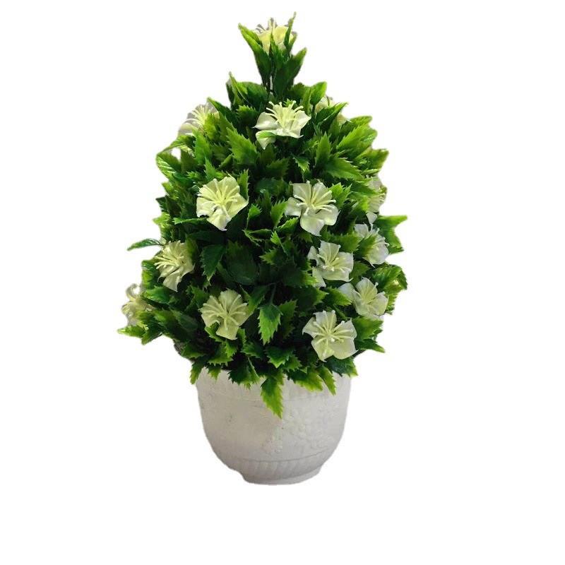 Künstlicher grüner Pflanzentopf mit 26 Kirschblüten für Schreibtisch im Büro und Wohnzimmer