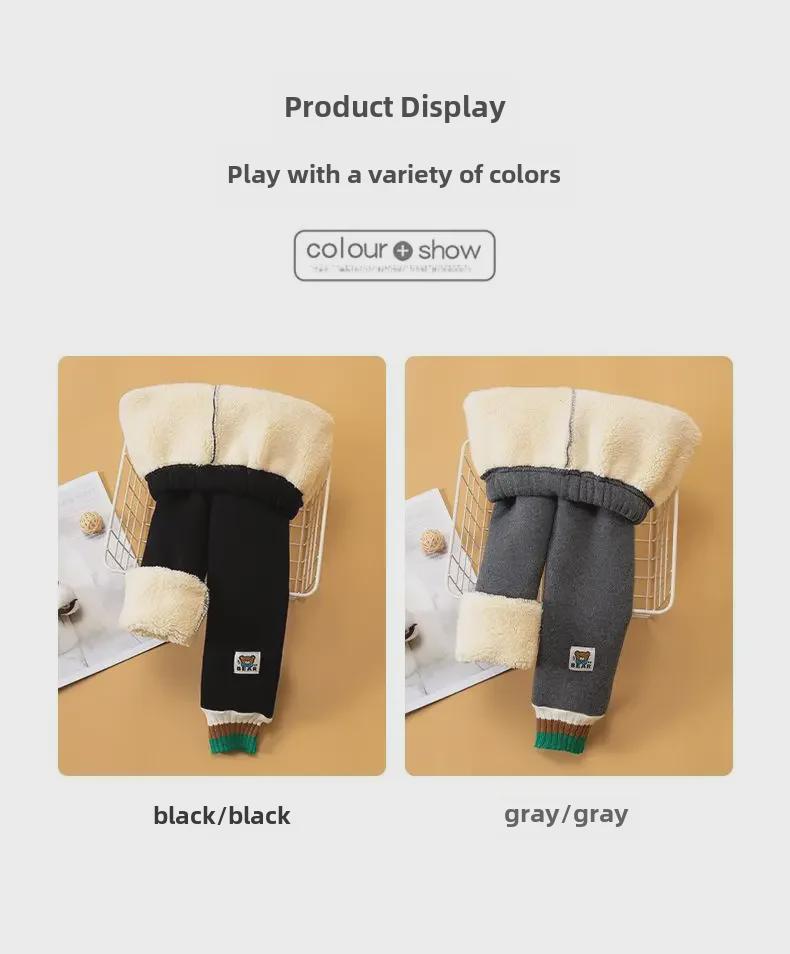 Stilvolle schwarze, mit Samt gefütterte Winter-Leggings für Mädchen - Warme und gemütliche Hosen für Kinder