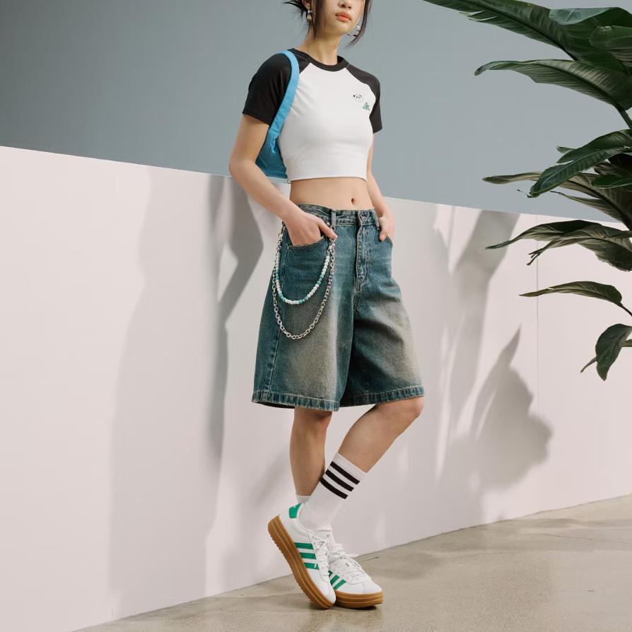 Adidas Graphic Raglan T-Shirt Women Tops Han-Jade-White Black KC0973