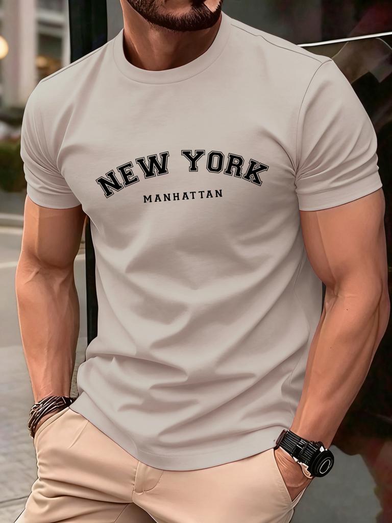 New York Manhattan Print TShirt For Men Cotton Casual T Shirts Fashion Loose Sportswear Unisex ONeck Summer Soft Clothes