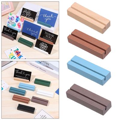 1Pcs Wooden Photo Stand Business Card Holder Rectangle Card Clip Picture Holder Handmade Memo Holder for Home Office