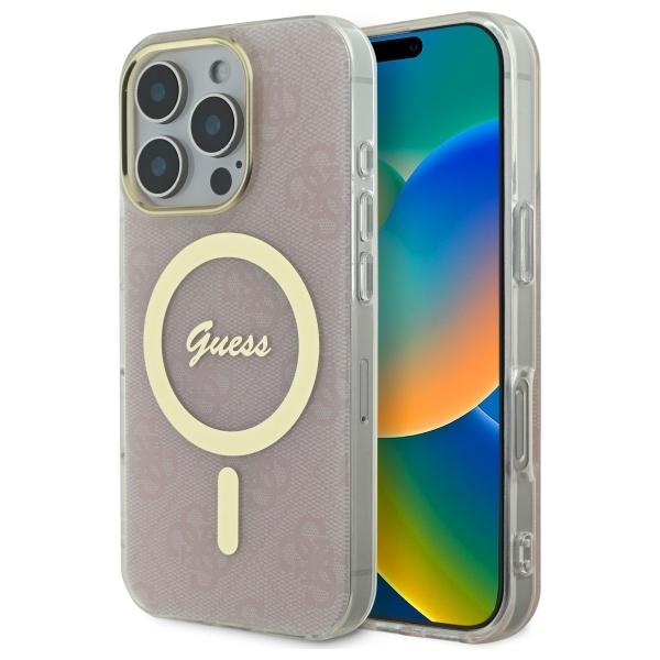 Etui do iPhone 16 Pro 6.3" różowe MagSafe Guess