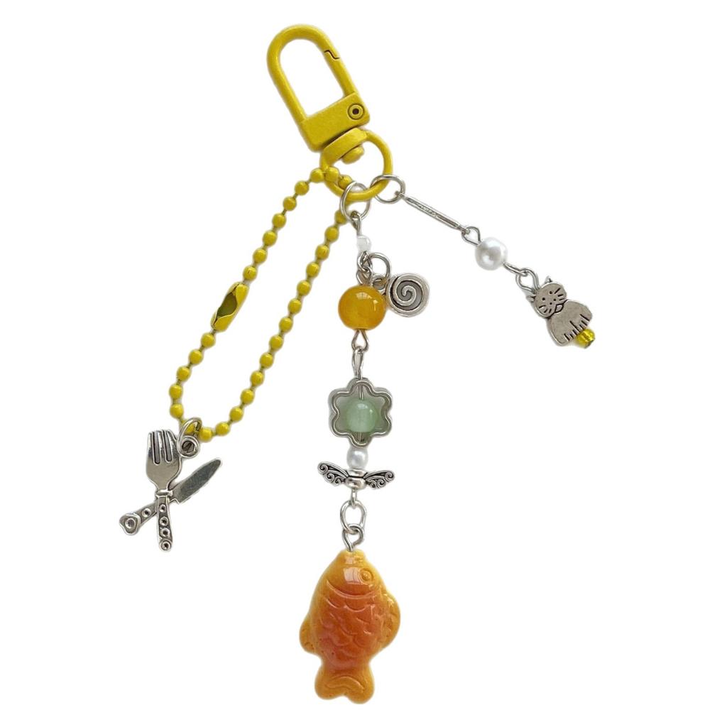 Lovely Taiyaki Phone Strap Retro Japanese Y2K Style Multi Use Keychain Pendant Lightweight Gift For Friends Lovers