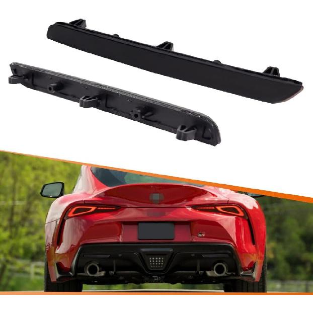 ADIIL 2PCS Red Lens Red LED Rear Fog Light Bumper Reflectors Brake Tail Lamps For 2020 2021 2022 Toyota GR Supra