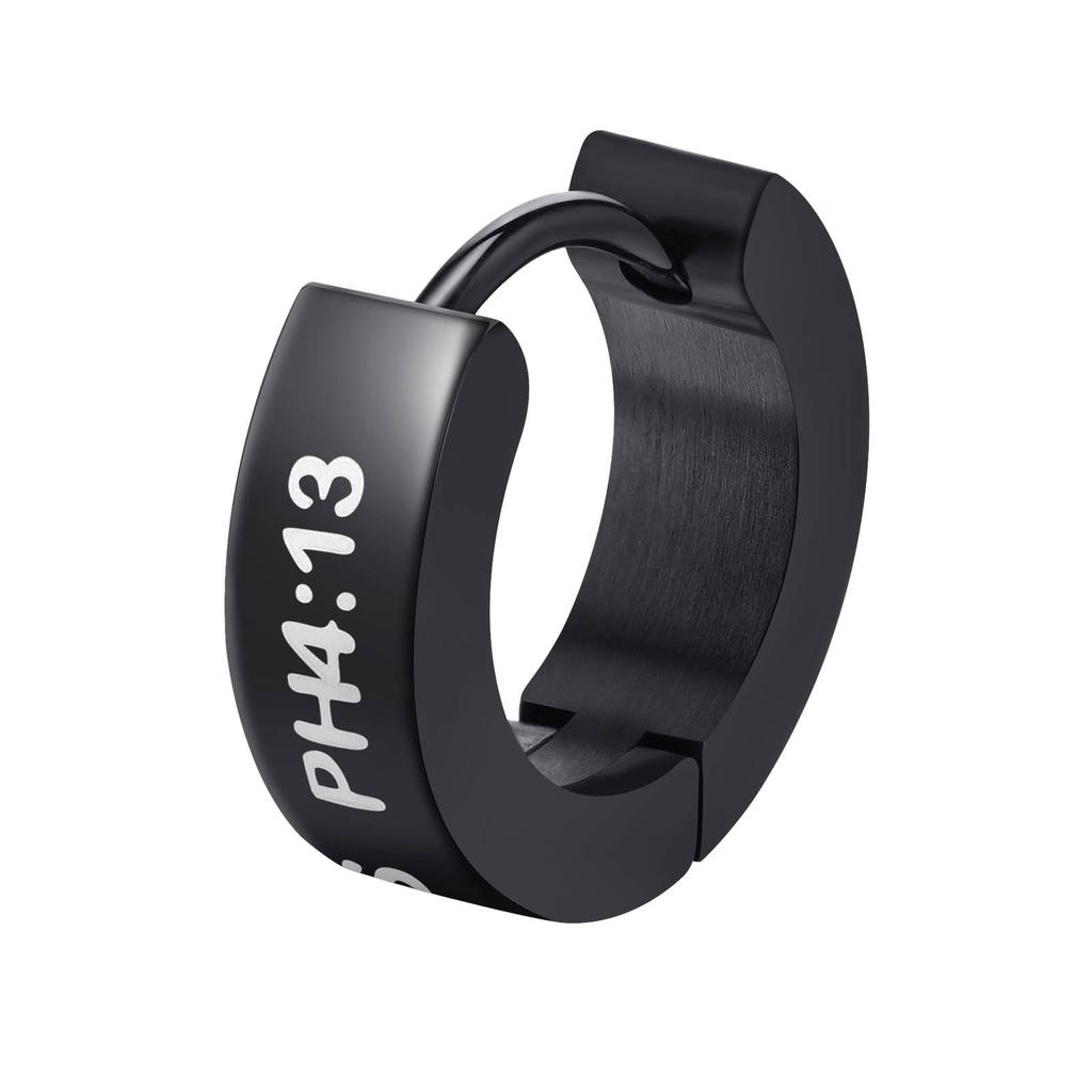 Black Viking Thors Hammer Earrings for Men Boys, Waterproof Stainless Steel Hoop Huggie Earring Jewelry, brincos masculinos