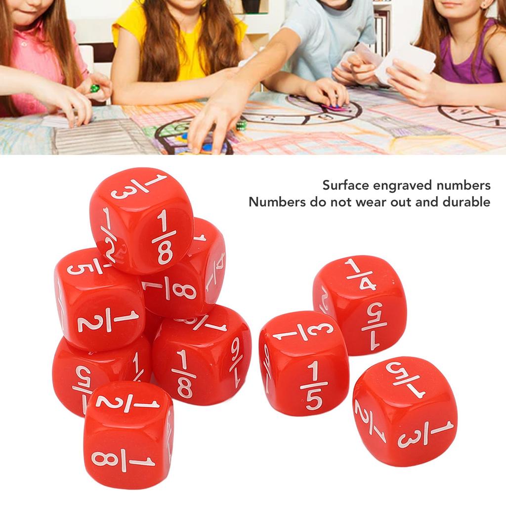 20Pcs Fraction Dice Class Set Plastic 6 Sided Multi Faceted Table Game Accessories for Kids Math Practice