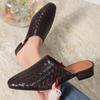 FOREADA Women PU Leather Mules Round Toe Flats Concise Design Ladies Fashion Casual Shoes Spring Autumn Gold Silver 45