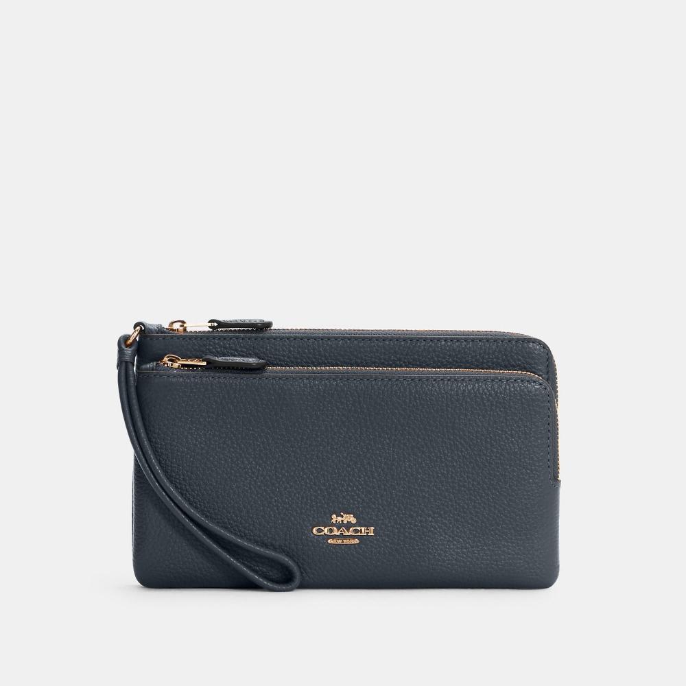

Кошелек Coach с двойной молнией, золотистый «полночь»