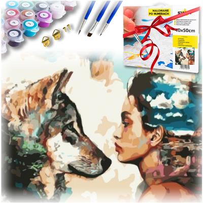 DIY Wolf Woman Painting by Numbers Kit with Frame Artistic Entertainment