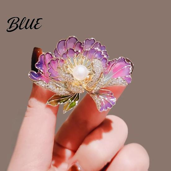 Long-lasting Brooch Women Sparkling Rhinestones Imitation Pearl Flower Shape Lapel